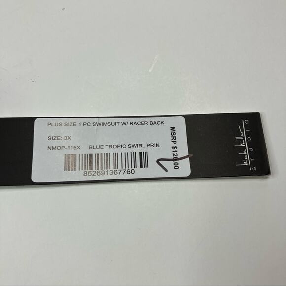 Nicole Miller Blue Tropic Swirl Print One Piece Racerback Swimsuit NWT Womens 3X - Picture 7 of 8